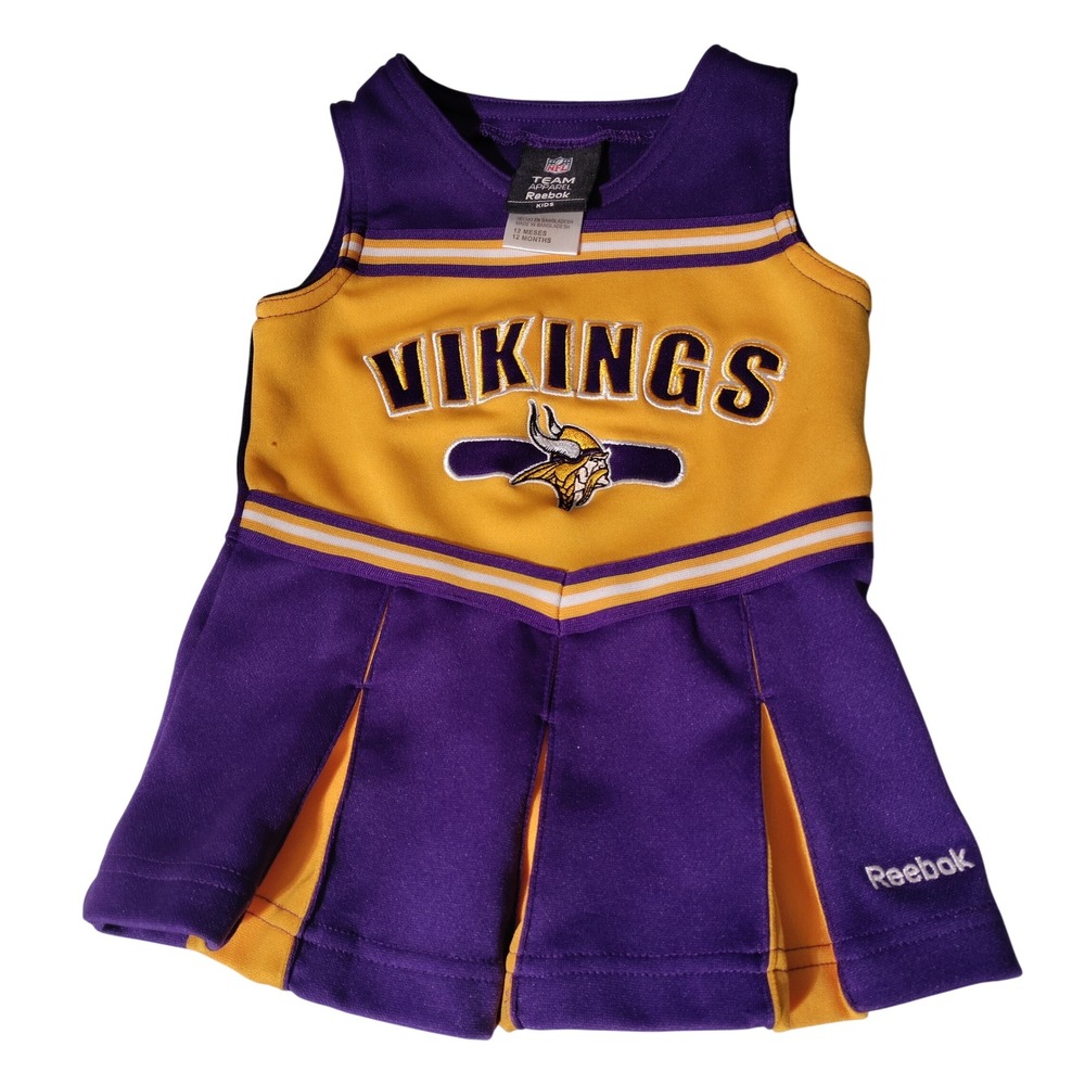 Reebok Minnesota Vikings NFL Cheerleader Dress Purple Gold Kids 12 Months